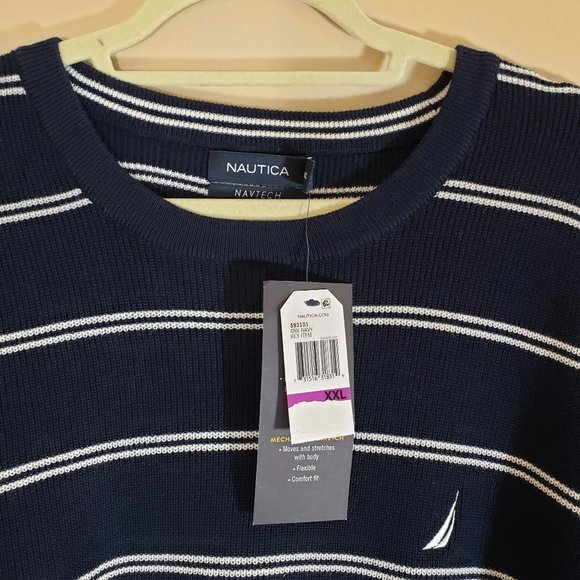 NWT Men's Nautica Navtech Striped Sweater, Sz XXL - Picture 6 of 7